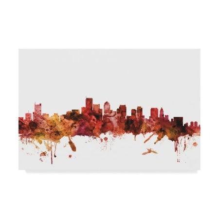 Michael Tompsett 'Boston Massachusetts Skyline Red' Canvas Art,12x19